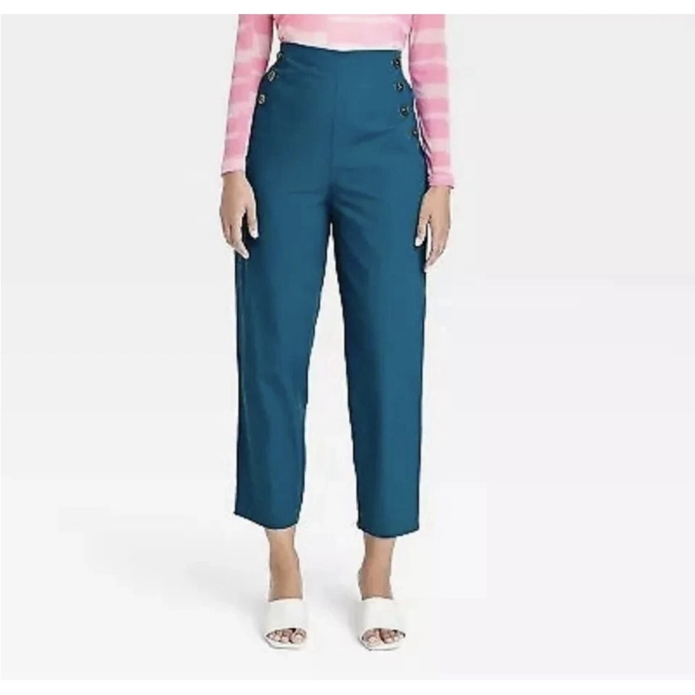 Target House of Aama High Rise Cropped Pull On Teal Pants Various Sizes | NWT - Picture 2 of 7